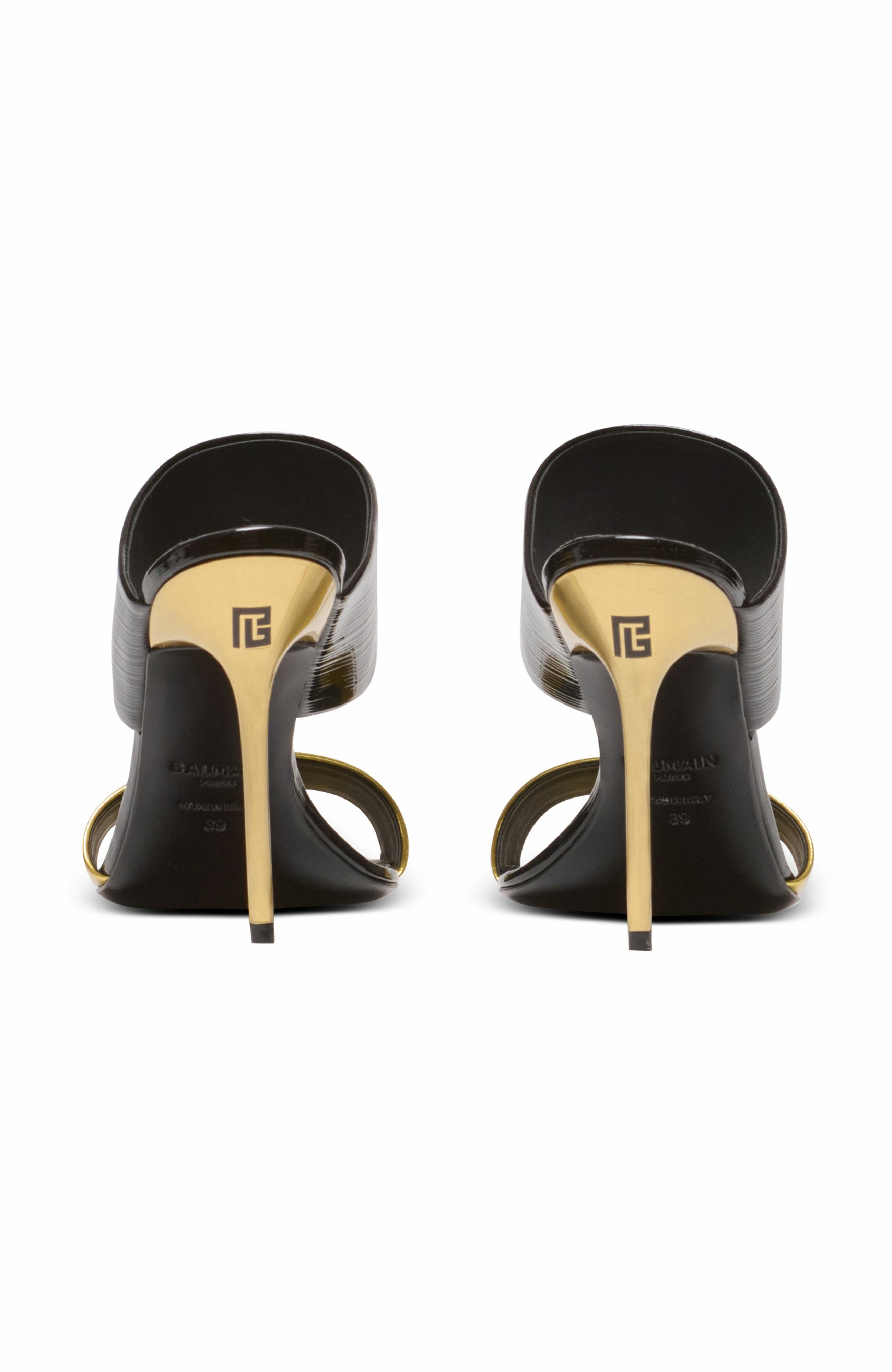 Balmain Pb Mules In Striped Leather, Alternate, color, 