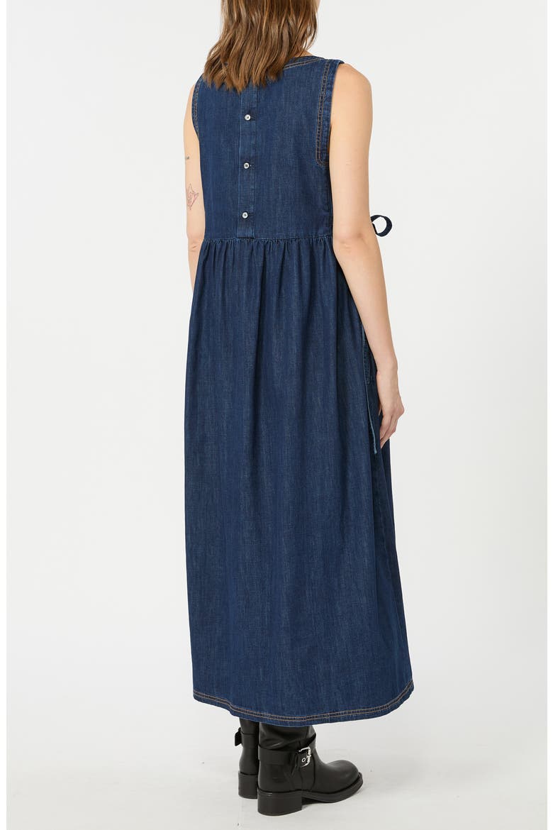 Sleeveless Cotton Denim Dress, Alternate, color, NAVY