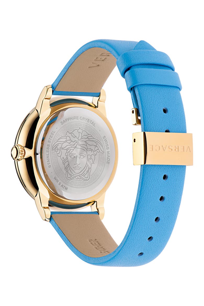 La Medusa Leather Strap Watch, 38mm, Alternate, color, GOLD