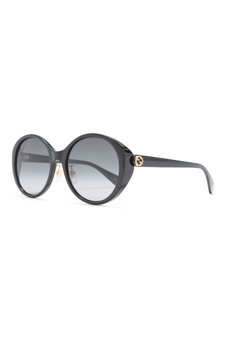 56mm Round Sunglasses, Alternate, color, BLACK