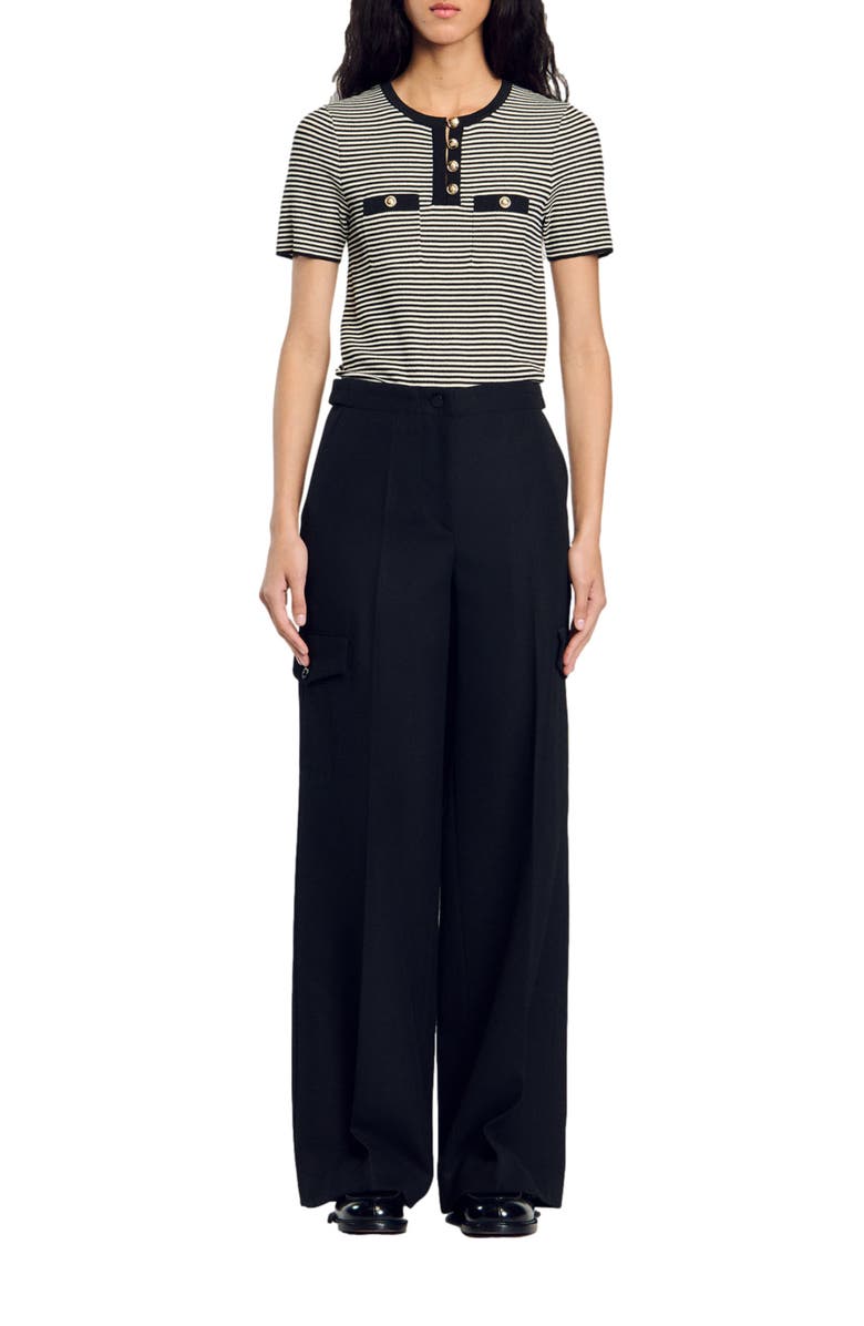 SANDRO Wide-leg trousers, Main, color,