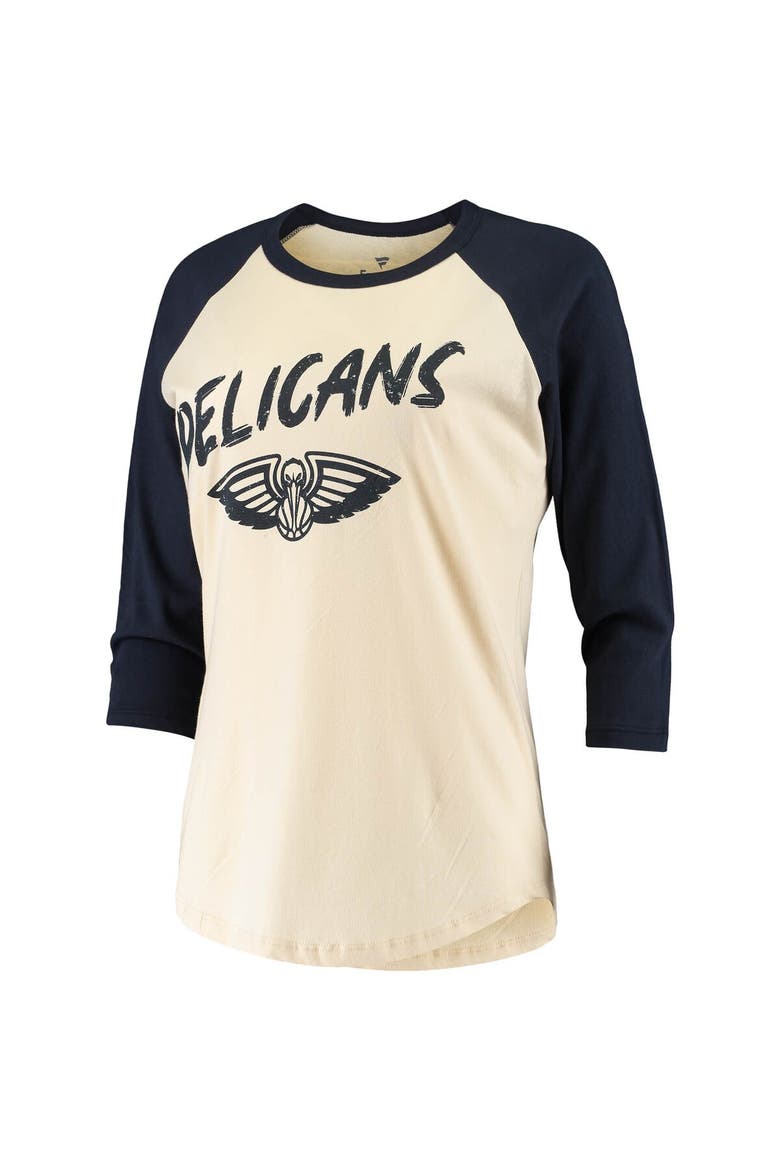Women's Fanatics Branded Zion Williamson Cream New Orleans Pelicans Raglan 3/4-Sleeve T-Shirt, Alternate, color, Cream