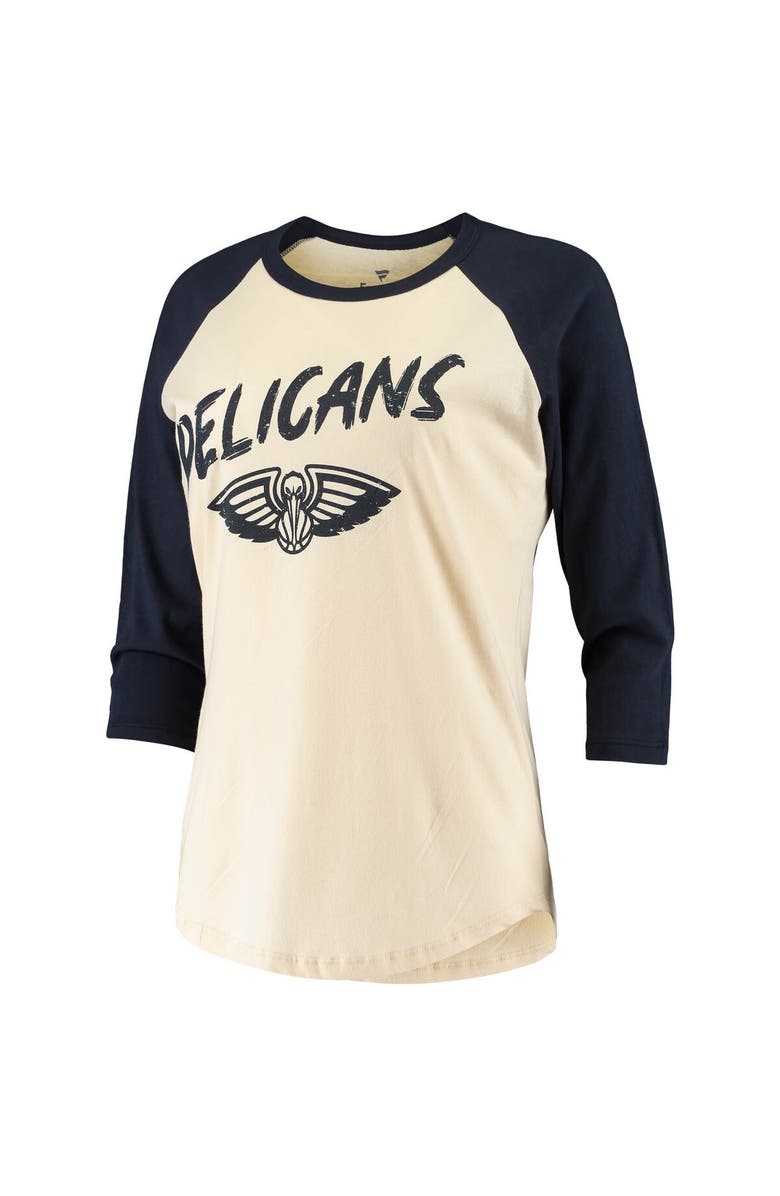 FANATICS Women's Fanatics Branded Zion Williamson Cream New Orleans Pelicans Raglan 3/4-Sleeve T-Shirt, Alternate, color,