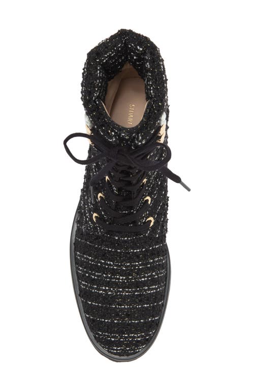 Stuart Weitzman Pearly Lace-up Lug Sole Bootie In Black