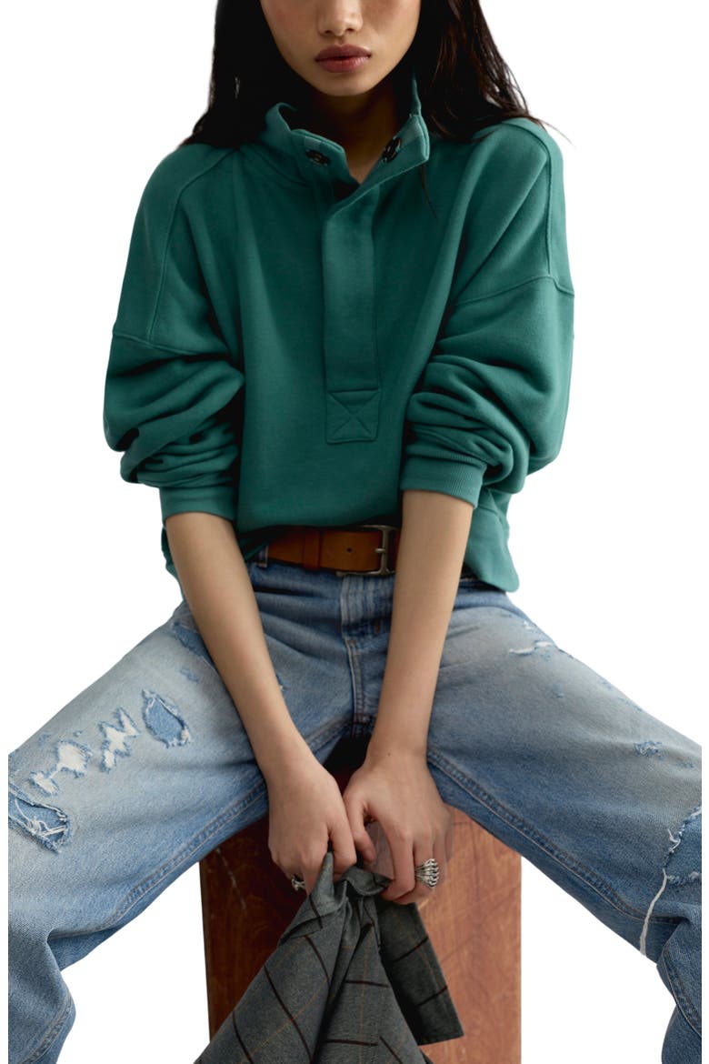 Timeless Snap Placket Pullover, Alternate, color, AQUA