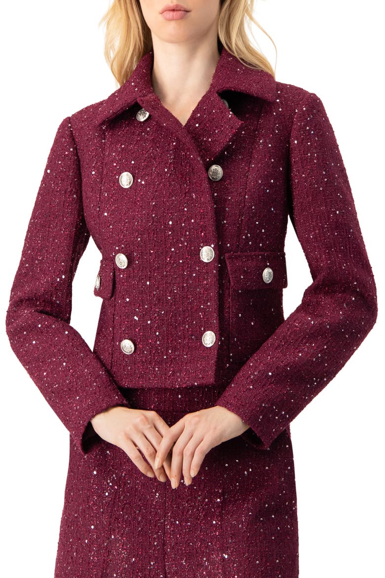 Double-Breasted Short Jacket, Main, color, Wine