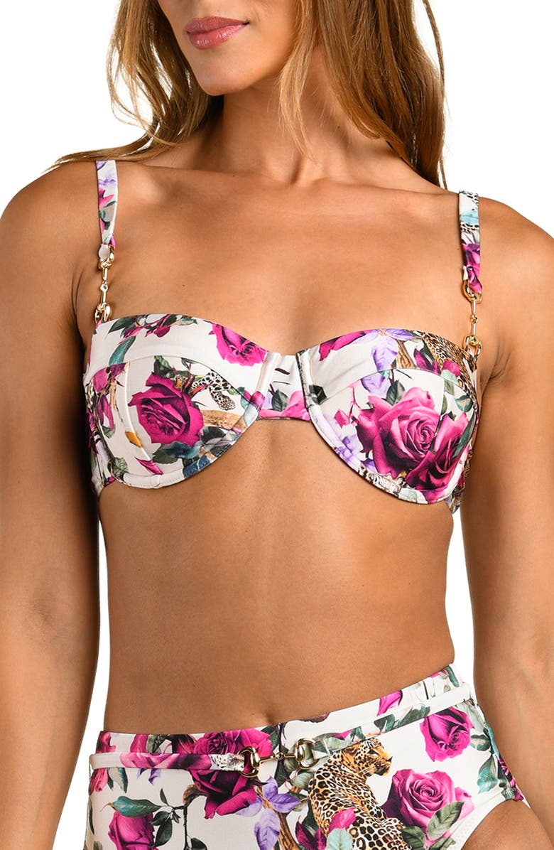 L'AGENCE Alexandria Rose Leopard Underwire Bikini Top, Main, color, White Multi
