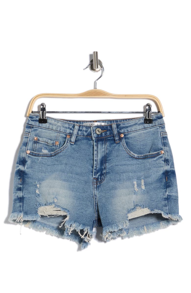 Madden Girl Festival Denim Shorts, Main, color, Medium Wash