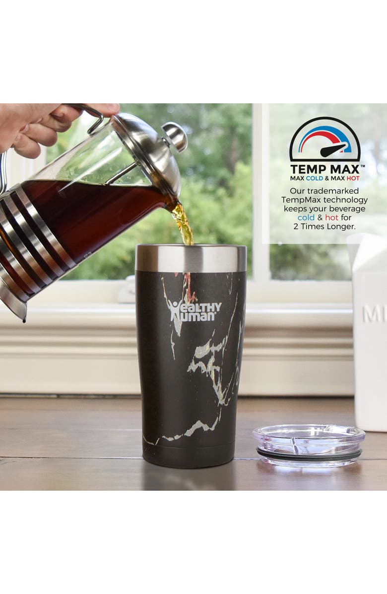 Healthy Human Stainless Steel Tumbler with Straw & Lid, 20 oz Black Onyx, Alternate, color, Black