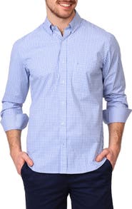 TailorByrd Gingham Stretch Cotton Button-Up Shirt