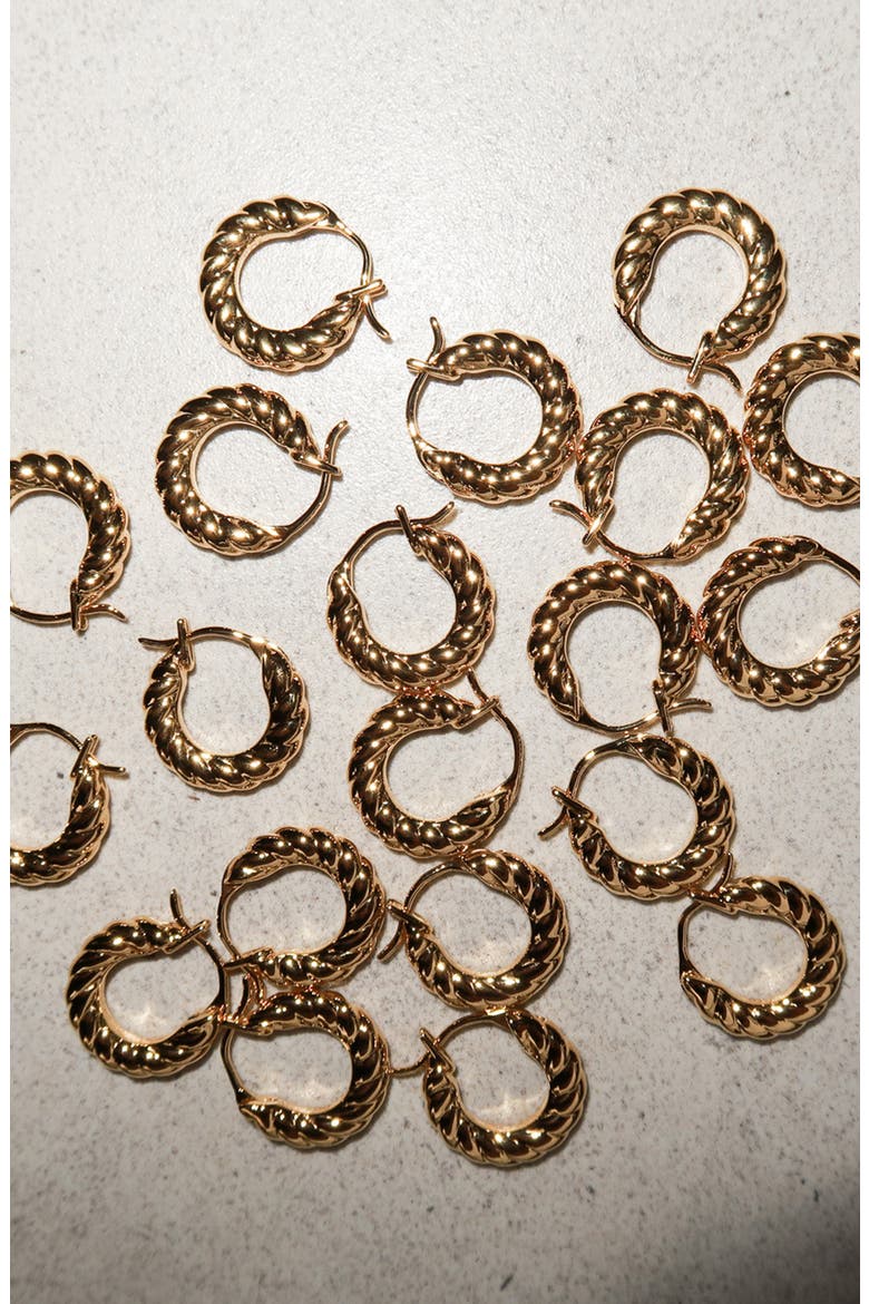 Fenny Twisted Mini Hoop Earrings in Gold, Alternate, color, Gold