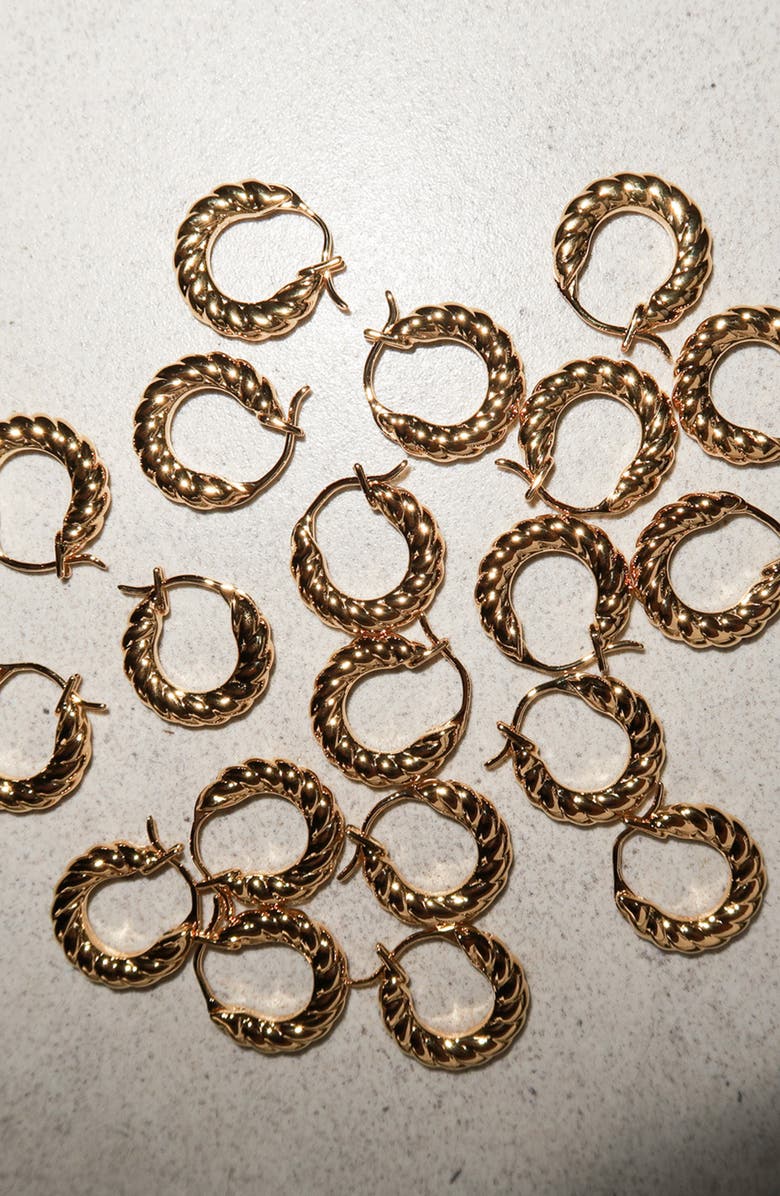 YOJ Fenny Twisted Mini Hoop Earrings in Gold, Alternate, color, Gold
