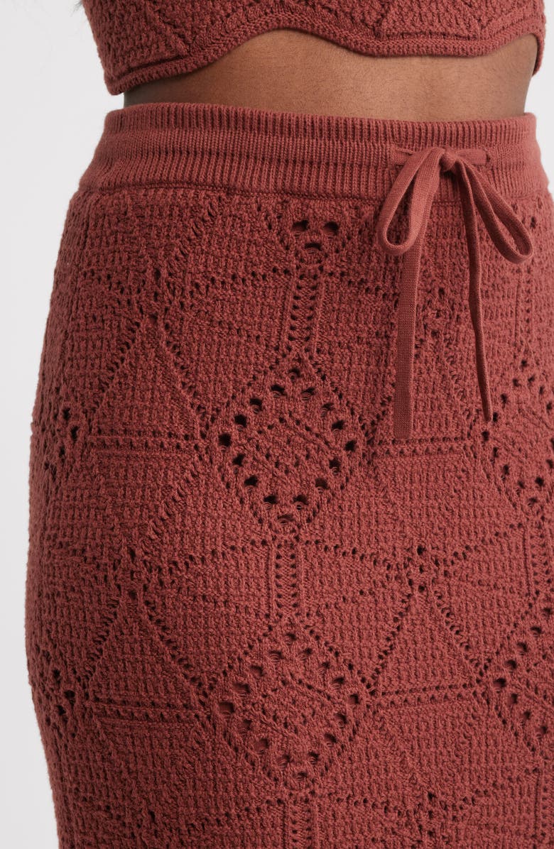 Treasure & Bond Crochet Midi Skirt, Alternate, color, Brown Sable