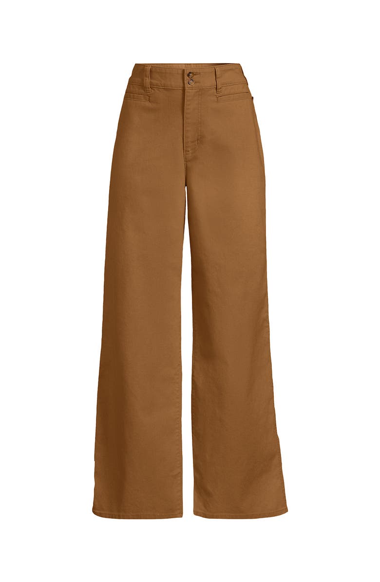 Lands' End Stretch Canvas High Rise Wide Leg Pants, Alternate, color, Canyon Camel