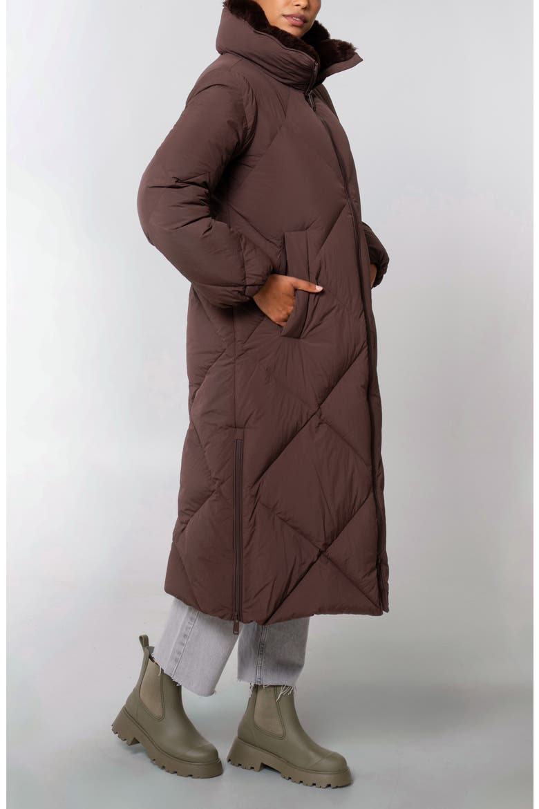 Dida Faux Fur Trim Water Repellent Down Puffer Coat, Alternate, color, DARK COFFEE