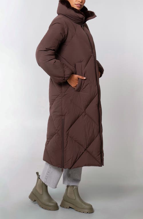 The Recycled Planet Company Dida Faux Fur Trim Water Repellent Down Puffer Coat In Brown