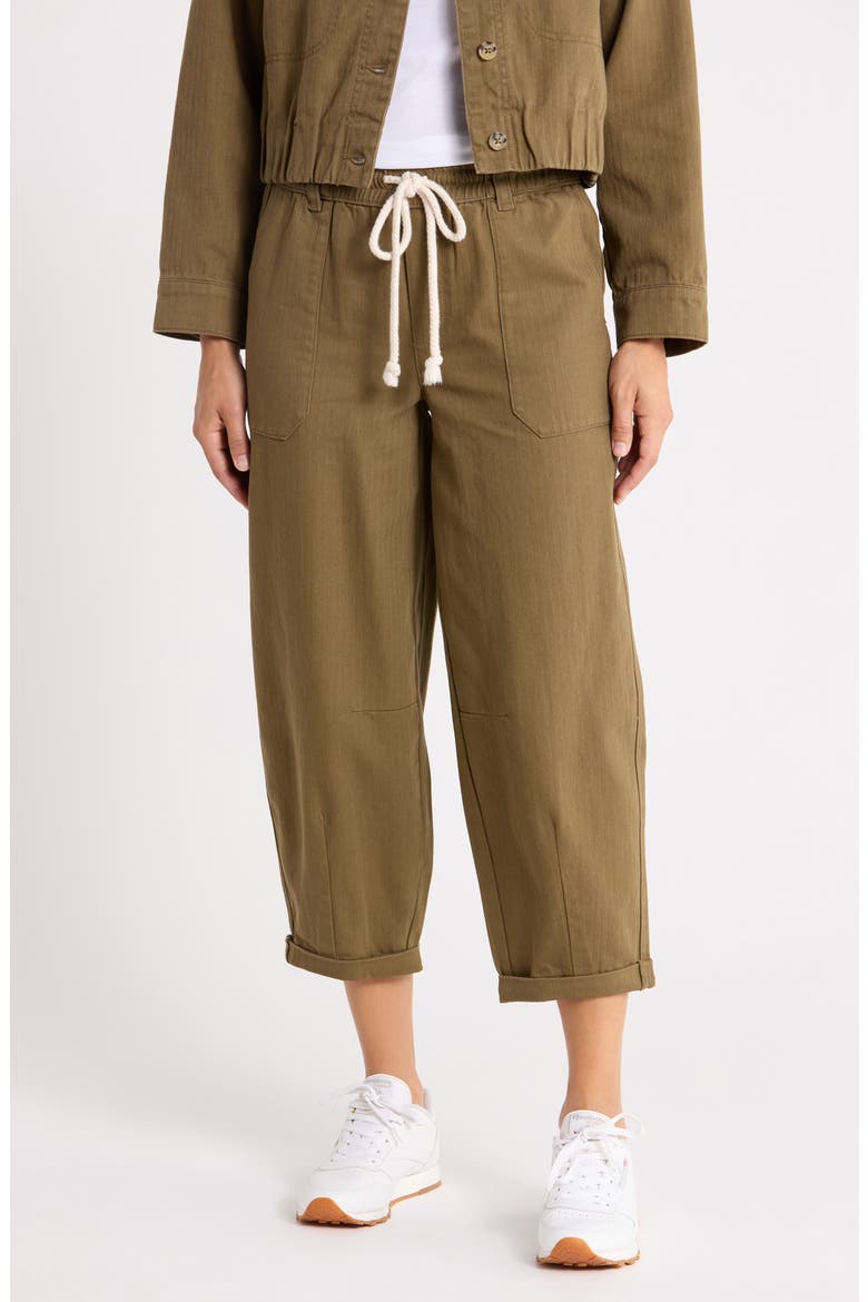 Tie Waist Barrel Pants, Main, color, GOLDEN OLIVE