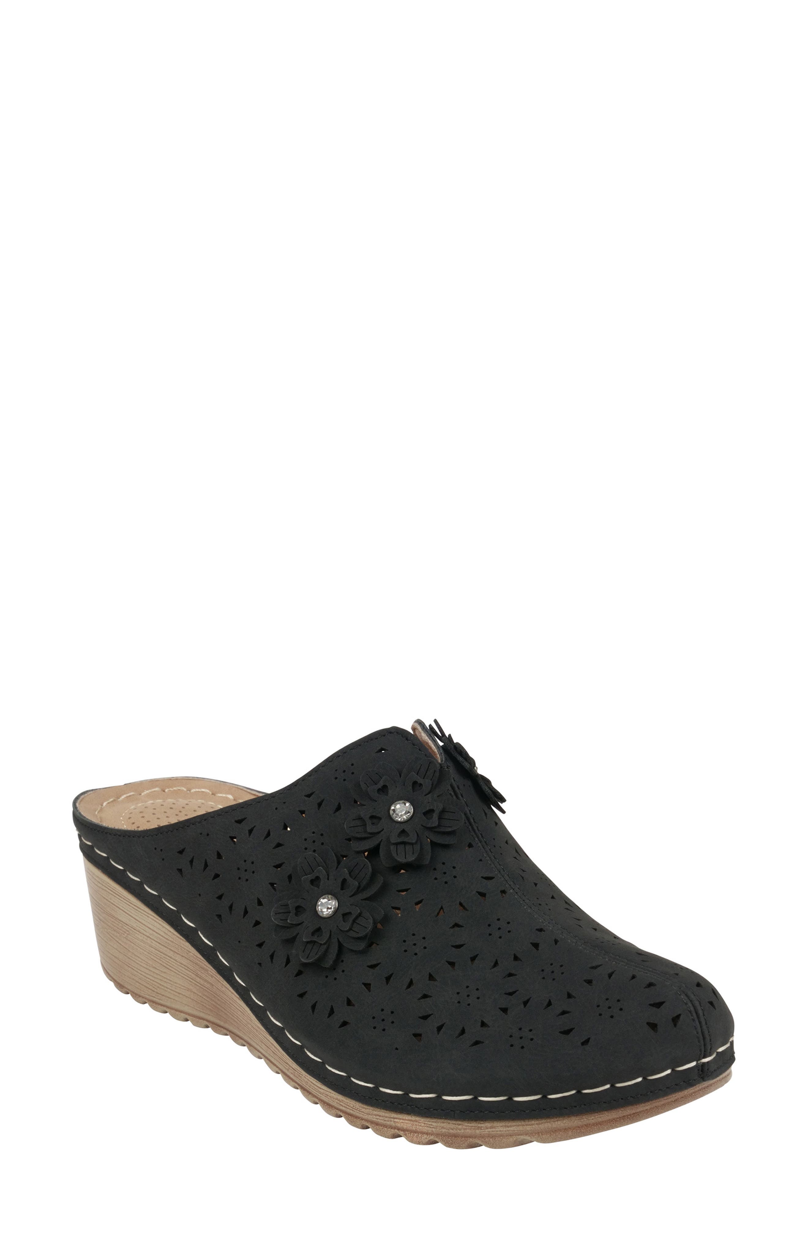 GOOD CHOICE NEW YORK Krista Flower Cutout Wedge Mule, Main, color, 