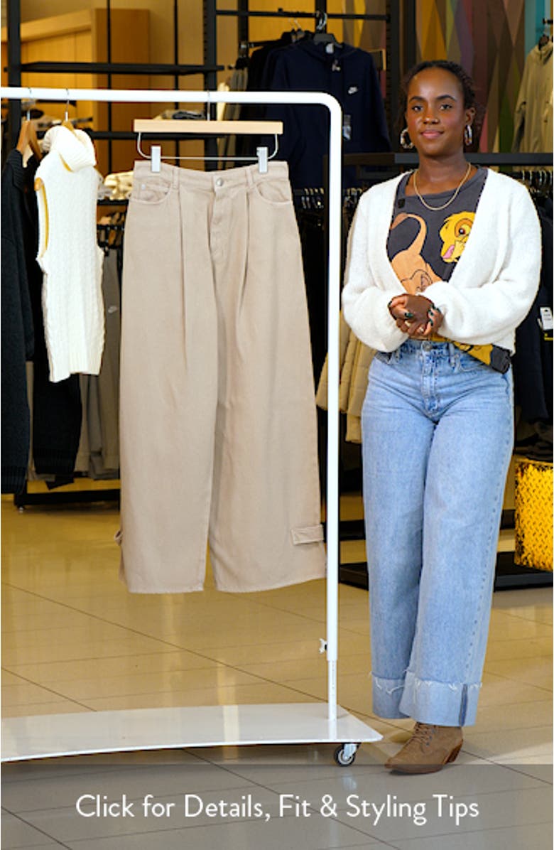 High Crop Wide Leg Cotton Twill Pants, sales video thumbnail