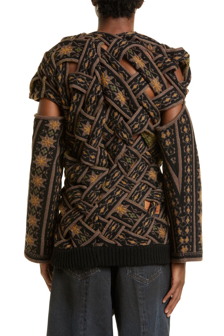 Braided Norwegian Sweater, Alternate, color, BROWN