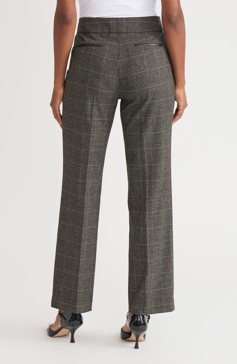 KASPER Faux Leather Trim Straight Leg Pants, Alternate, color, Black Multi