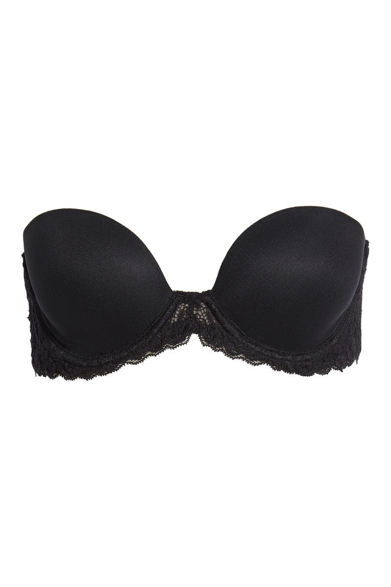 Feathers Underwire Plunge Strapless Bra, Alternate, color, BLACK