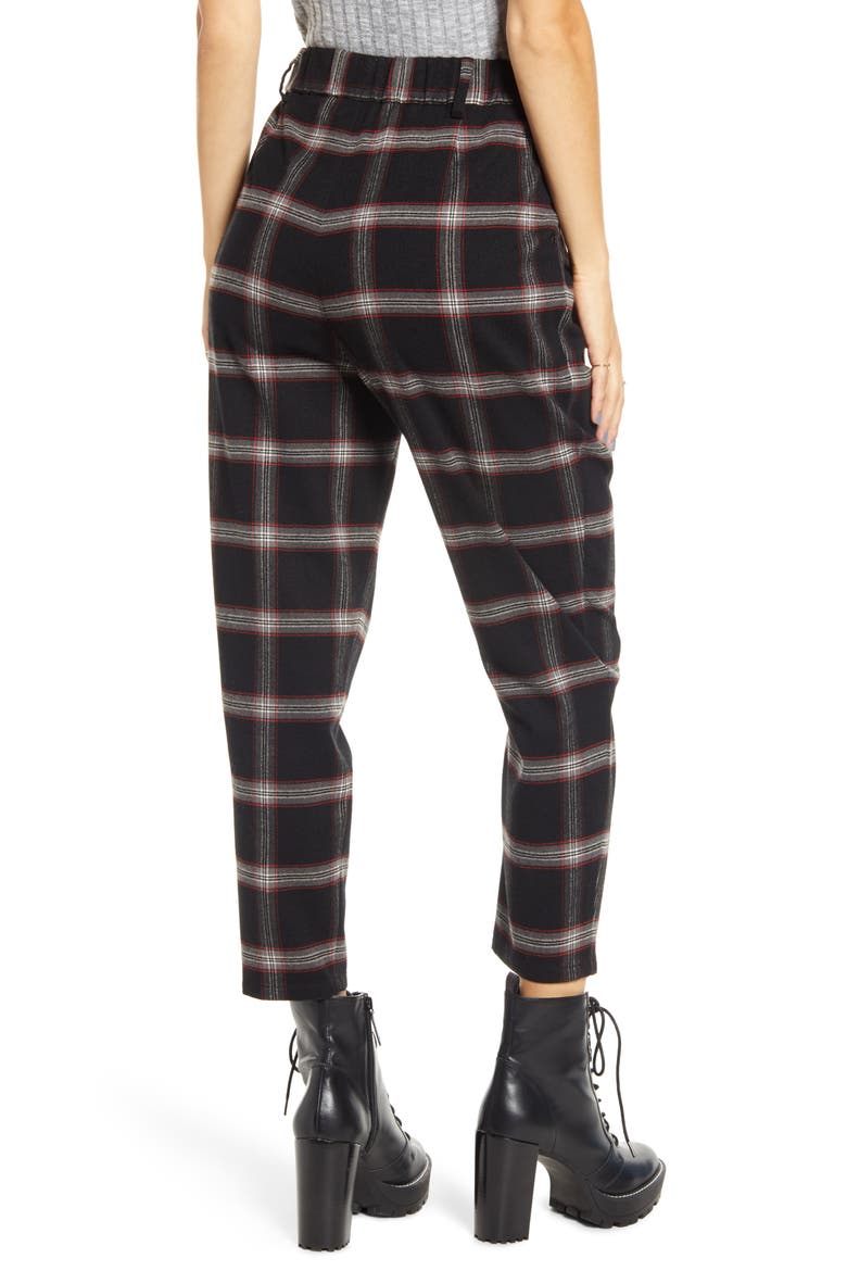 x Claudia Sulewski Plaid Menswear Crop Pants, Alternate, color, DNU-BLACK RED SHANNON PLAID