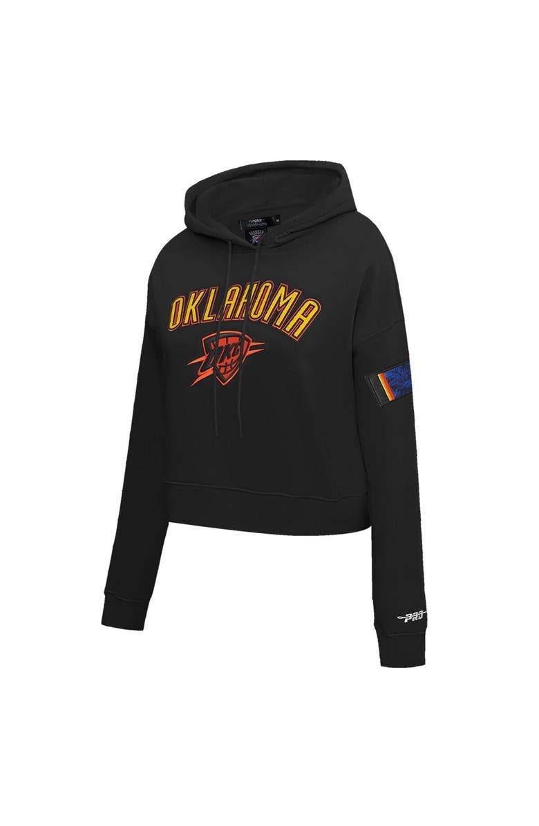 PRO STANDARD Women's Pro Standard Black Oklahoma City Thunder 2024/25 City Edition Chenille Applique Cropped Pullover Hoodie, Alternate, color, 