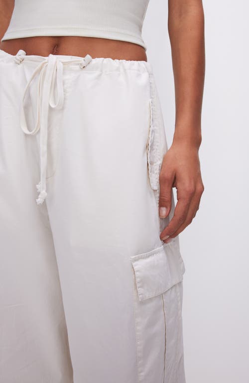 Good American Womens Cloud White 001 Parachute Wide-leg Drawstring-hem Cotton Trousers In Cloud White001