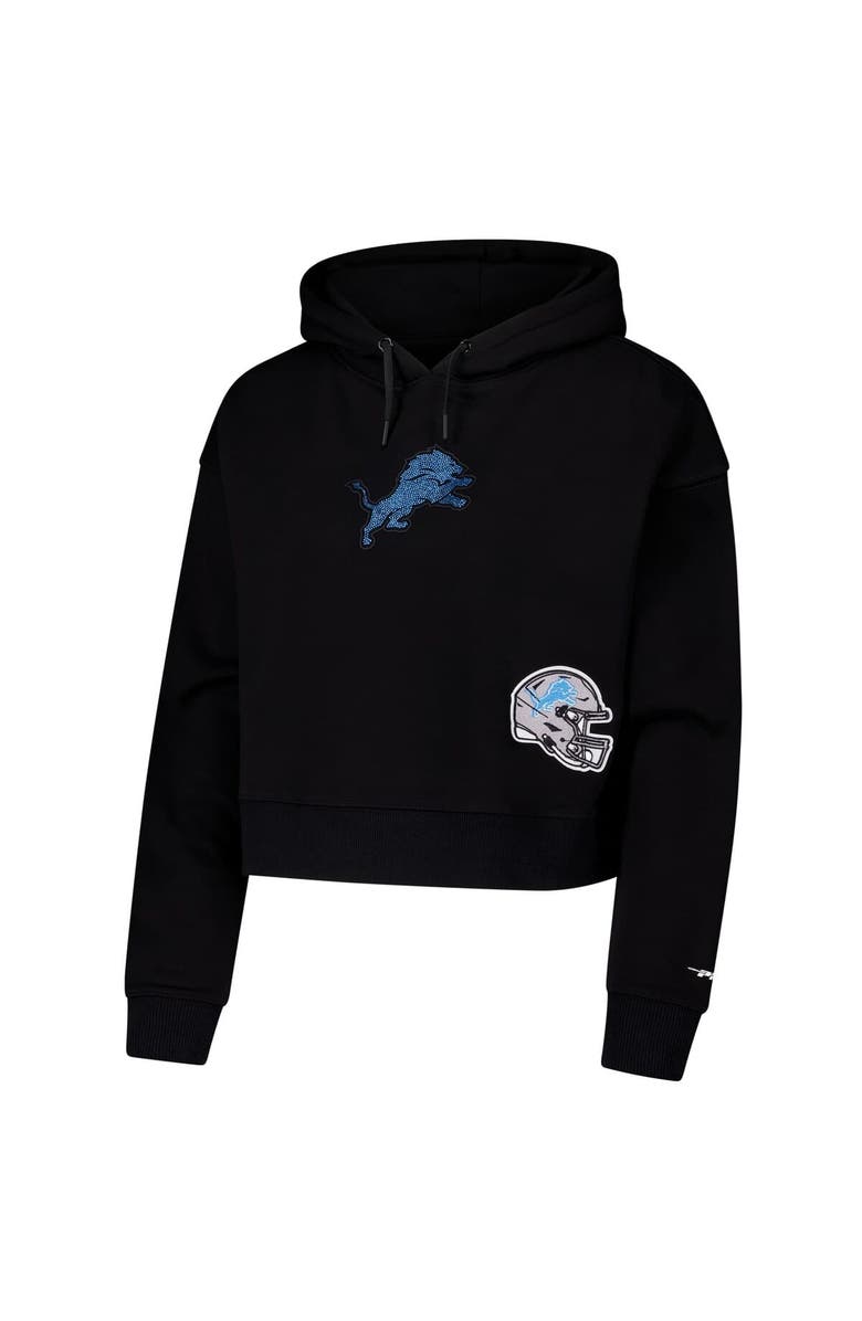 PRO STANDARD Women's Pro Standard Black Detroit Lions Jeweled Cropped Pullover Hoodie, Alternate, color, 
