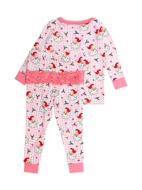 SoftSnooze Toddler Girls Ruffle Long Sleeve Pajama Set