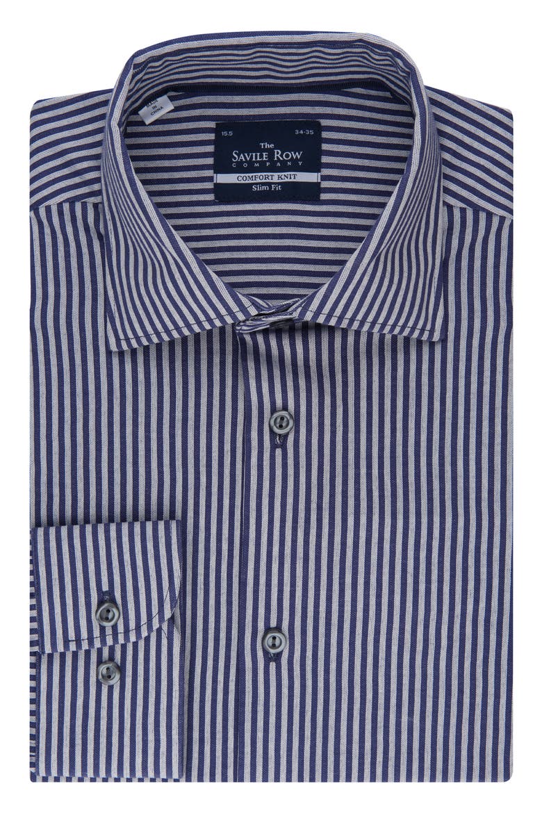 The Savile Row Company Collared Dress Shirt, Main, color, NAVY