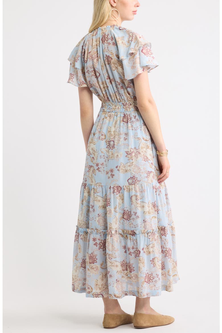 Tie Neck Maxi Dress, Alternate, color, BLUE PAISLY BLOOM