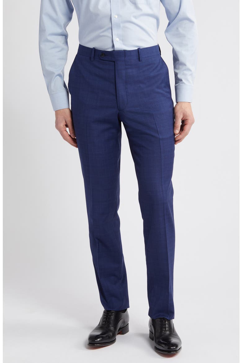 Glen Plaid Tailored Fit Wool Suit, Alternate, color, BLUE
