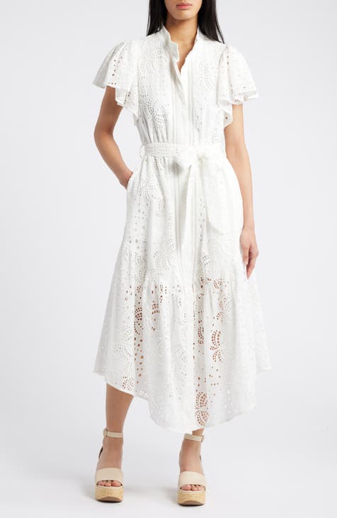 NWT From Nordstrom’s (not outlet the rack)Eliza J White Eyelet Fit&Flare Dress SZ 10