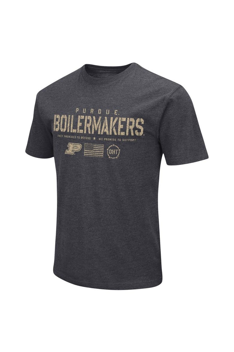 Men's Colosseum Heather Black Purdue Boilermakers Big & Tall OHT Military Appreciation Playbook T-Shirt, Alternate, color, Heather Black