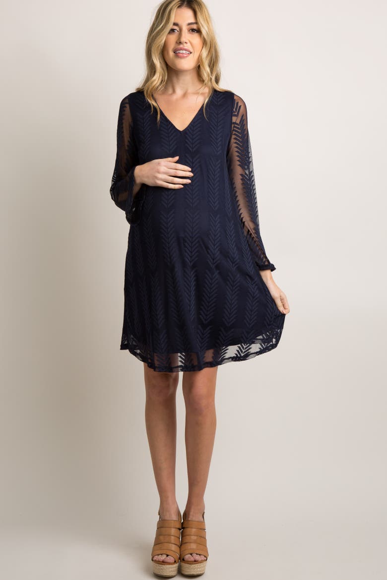 Mesh Overlay Dress, Alternate, color, Navy Blue