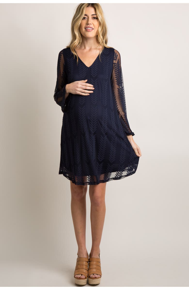 PinkBlush Mesh Overlay Dress, Alternate, color, Navy Blue