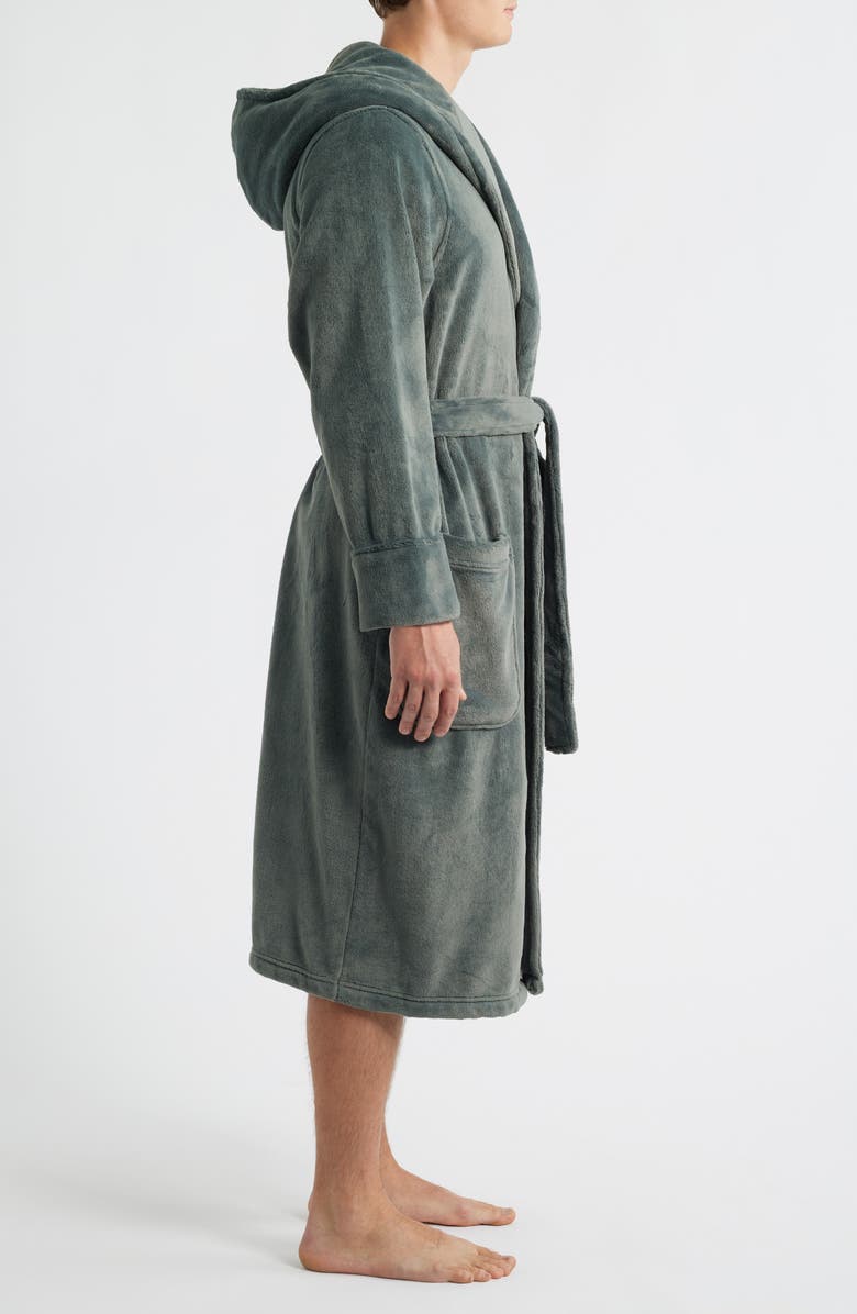 Nordstrom Fleece Hooded Robe, Alternate, color, Green Balsam