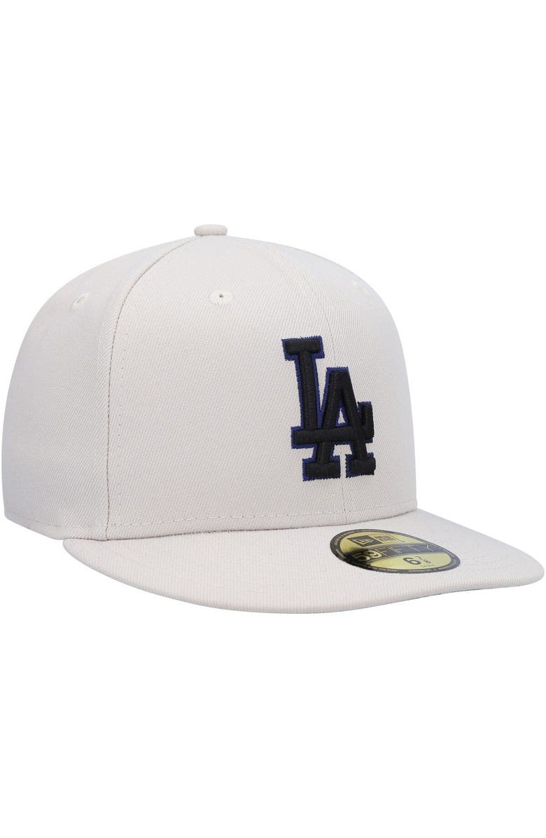 New Era Men's New Era Khaki Los Angeles Dodgers Stone Dim Undervisor 59FIFTY Fitted Hat, Alternate, color,