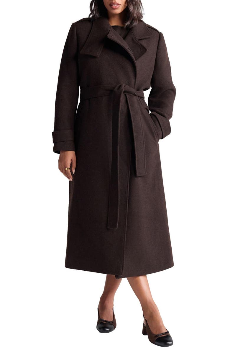 NEXT Belted Trench Coat, Main, color, Brown