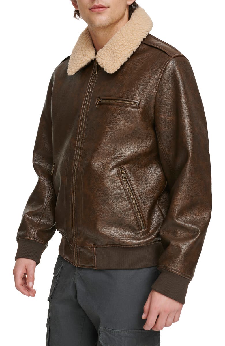Levi's Faux Leather & Faux Shearling Bomber Jacket, Alternate, color, Brown