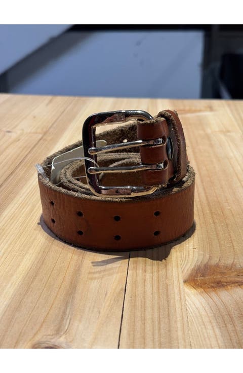 Leather Belt with Double Pin Buckle