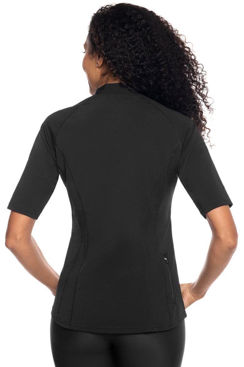 Women's Freestyle Short Sleeve Rash Guard, UPF 50+ Sun Protection, Alternate, color, Black