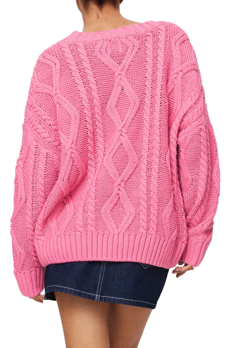 Princess Polly Anaya Cable Stitch Oversized Sweater, Alternate, color, Pink