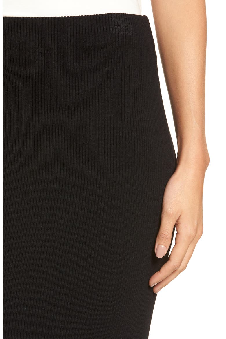 Skinny Ribbed Sweater Midi Skirt, Alternate, color, BLACK