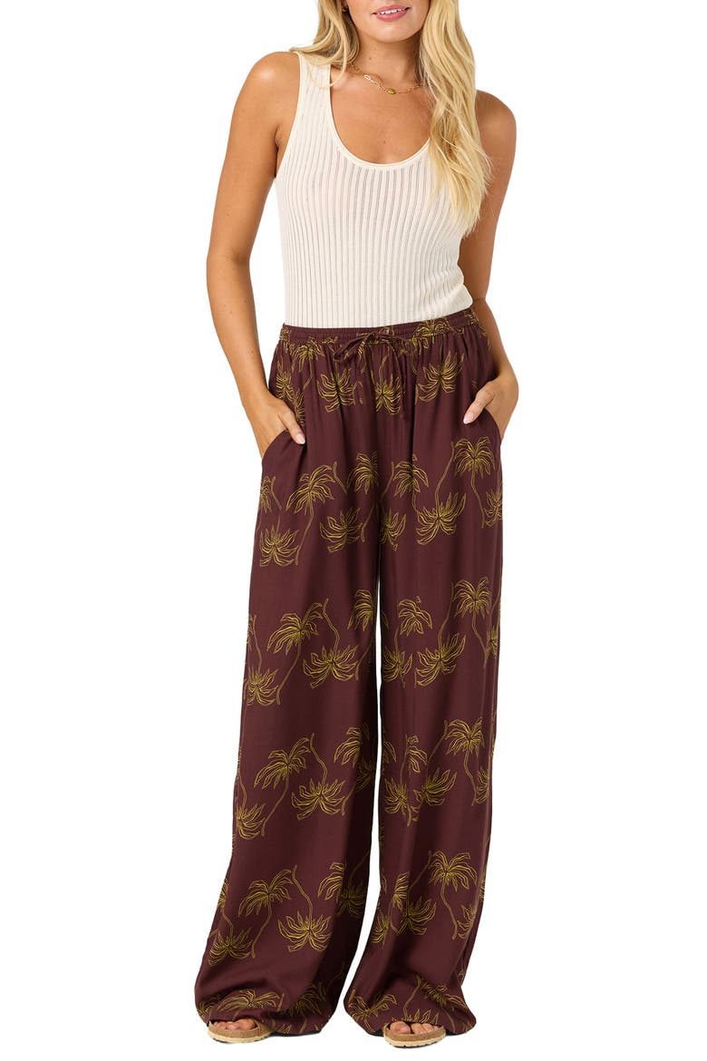 Rosalie Palm Stripe Pants, Alternate, color, CHOCOLATE