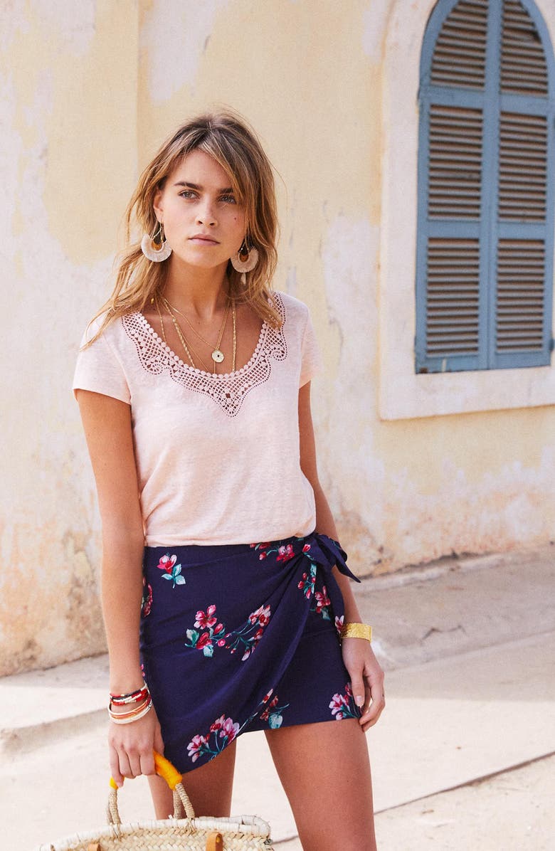 Sézane Pacome Floral Silk Skirt, Alternate, color, 