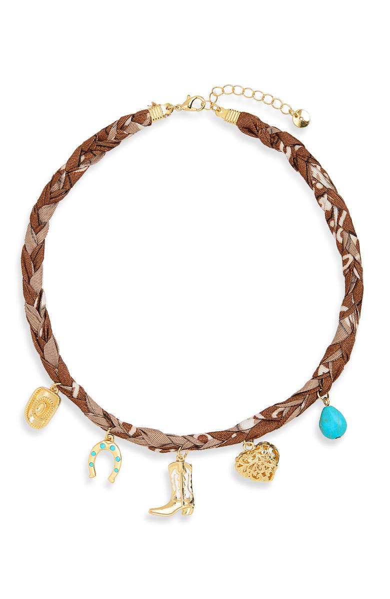 BP. Bandana Charm Necklace, Main, color, Brown