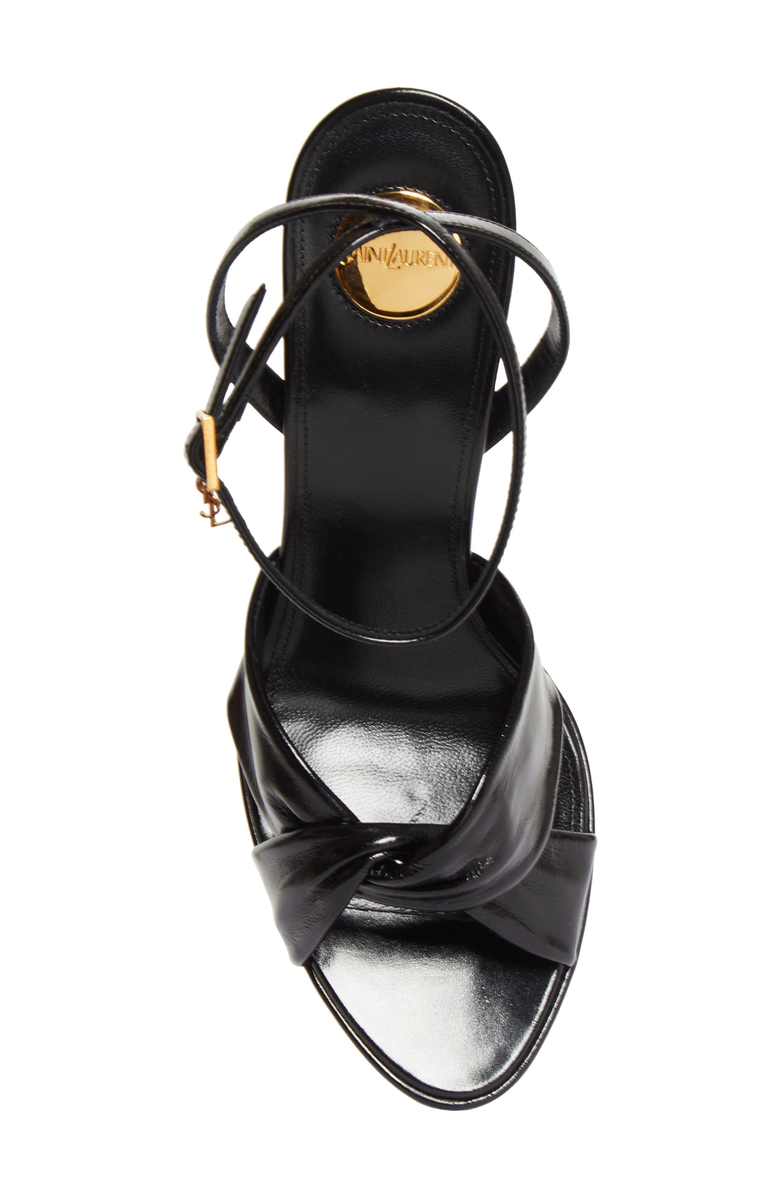 Saint Laurent Franciane Ankle Strap Platform Sandal, Alternate, color, Noir